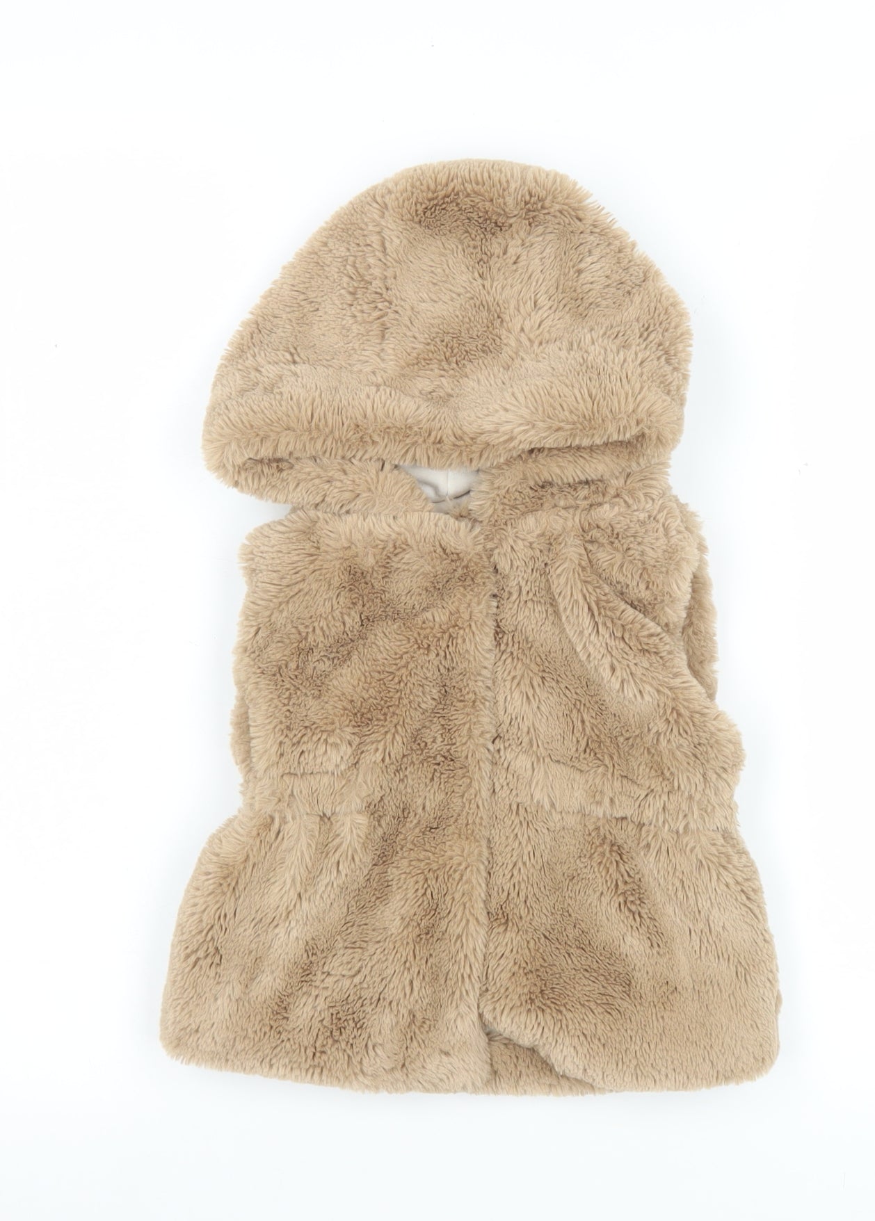 Primark Unisex Baby Beige Hooded Faux Fur Gilet 18-24 Months