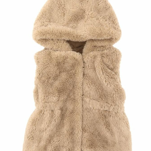 Primark Unisex Baby Beige Hooded Faux Fur Gilet 18-24 Months