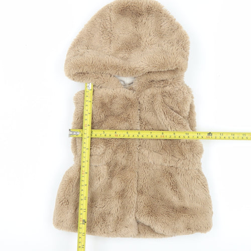 Primark Unisex Baby Beige Hooded Faux Fur Gilet 18-24 Months