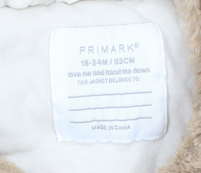 Primark Unisex Baby Beige Hooded Faux Fur Gilet 18-24 Months