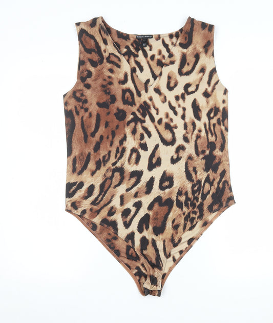 River Island Women’s Beige Animal Print Sleeveless Bodysuit Size 16