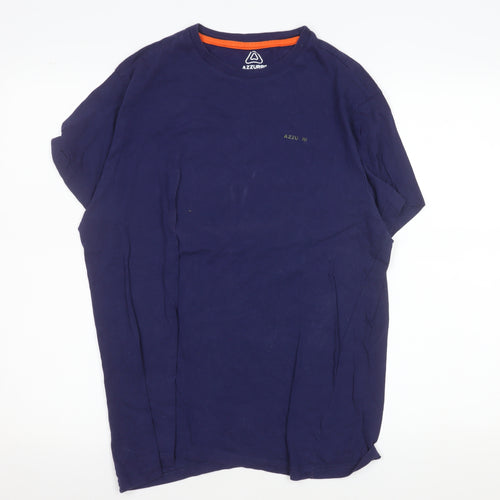 Azzurri Blue 100% Cotton Basic Crew Neck T-Shirt L Unisex