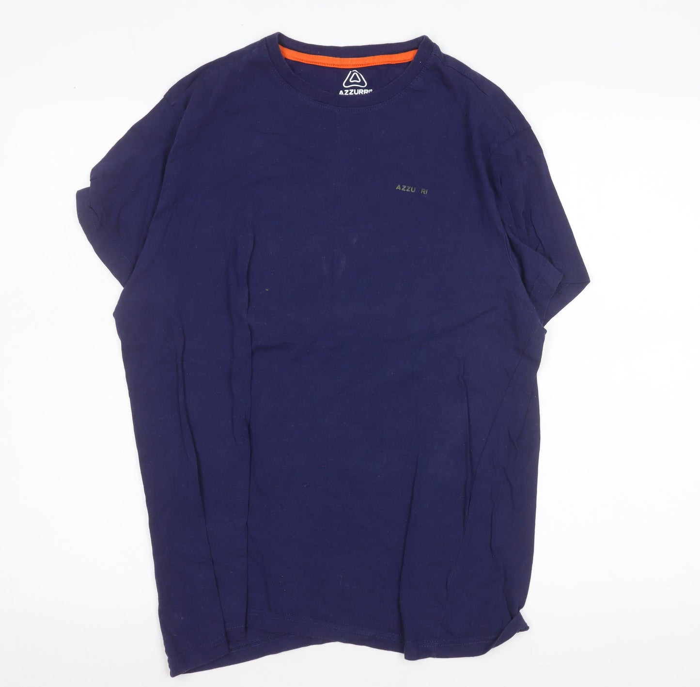 Azzurri Blue 100% Cotton Basic Crew Neck T-Shirt L Unisex