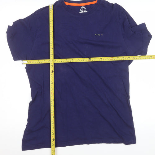 Azzurri Blue 100% Cotton Basic Crew Neck T-Shirt L Unisex