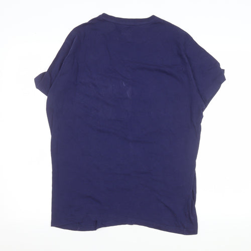 Azzurri Blue 100% Cotton Basic Crew Neck T-Shirt L Unisex