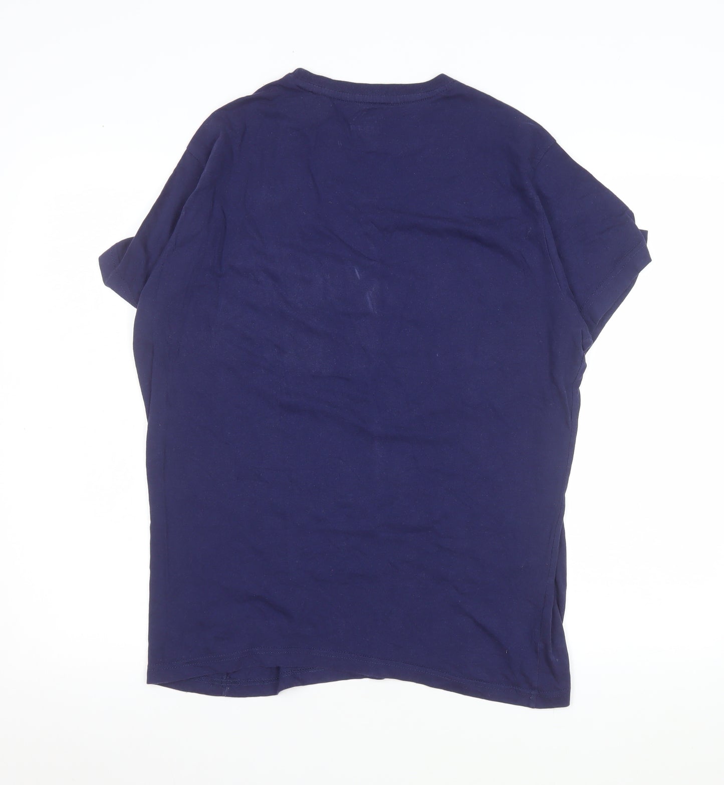 Azzurri Blue 100% Cotton Basic Crew Neck T-Shirt L Unisex