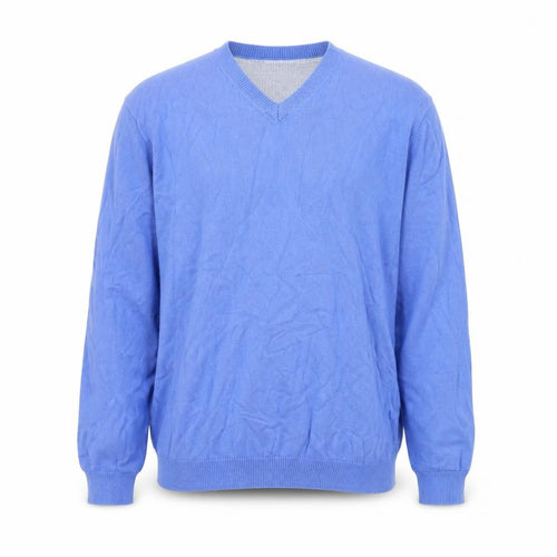 Marks and Spencer Men's Blue V-Neck Regular Fit XL Knit Sweatshirt