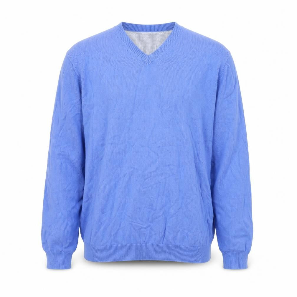 Marks and Spencer Men's Blue V-Neck Regular Fit XL Knit Sweatshirt