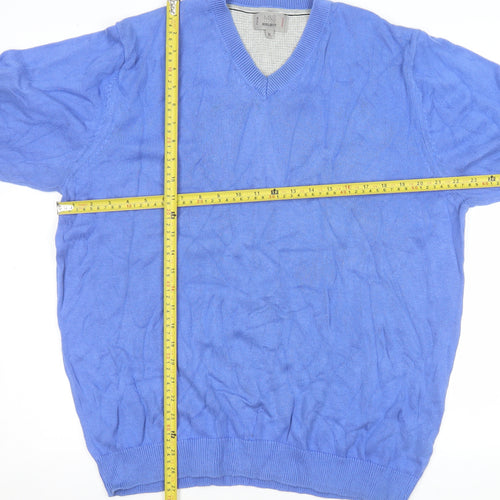 Marks and Spencer Men's Blue V-Neck Regular Fit XL Knit Sweatshirt