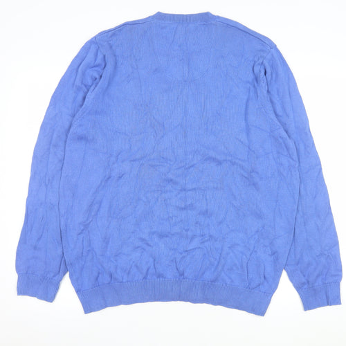 Marks and Spencer Men's Blue V-Neck Regular Fit XL Knit Sweatshirt