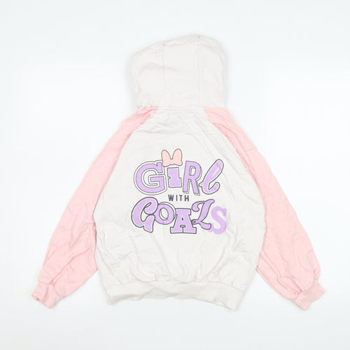 Disney Junior Minnie Girls Pink & White Hoodie Sweatshirt Size 134 (8-9 Years)