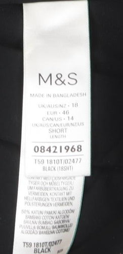 Marks and Spencer Men’s Black Regular Fit Stretch Trousers Size 18
