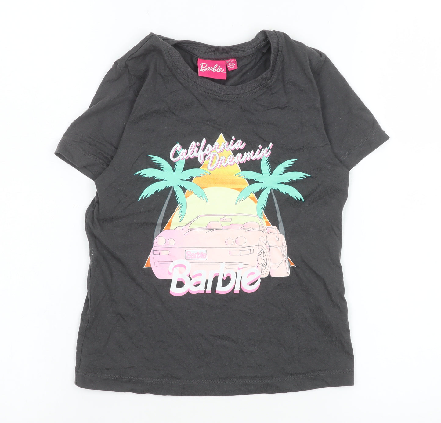 Barbie Girls Black Graphic T-Shirt 8-9 Years California Dreamin’ Cotton