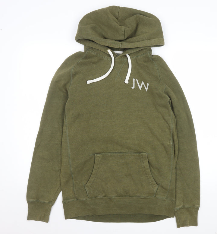 Jack Wills Men's Green Pullover Hoodie S Logo Print Fleece Sweatshirt
