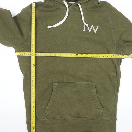 Jack Wills Men's Green Pullover Hoodie S Logo Print Fleece Sweatshirt