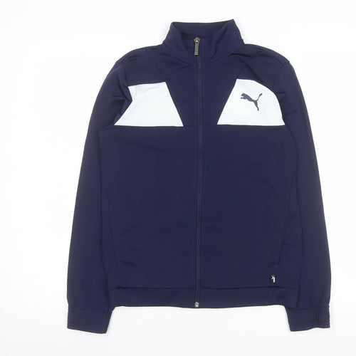 Puma Boys Blue Track Jacket 14 Years 164 Full Zip Colourblock Sports Top