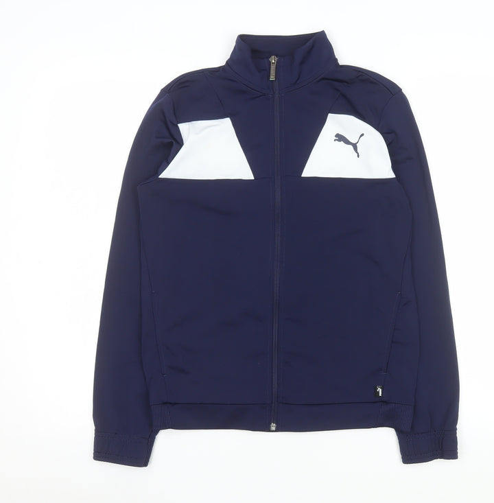 Puma Boys Blue Track Jacket 14 Years 164 Full Zip Colourblock Sports Top