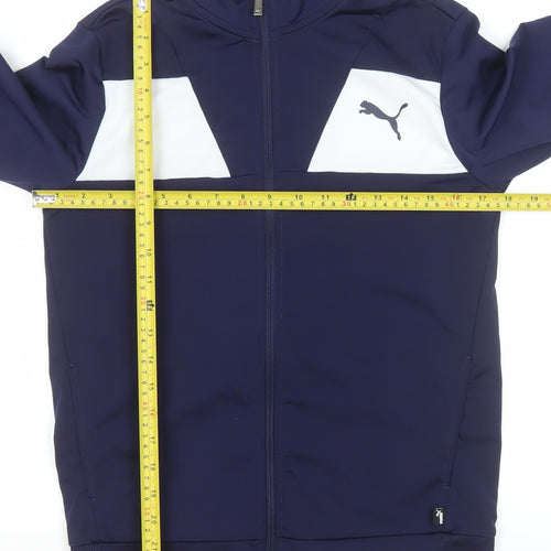 Puma Boys Blue Track Jacket 14 Years 164 Full Zip Colourblock Sports Top