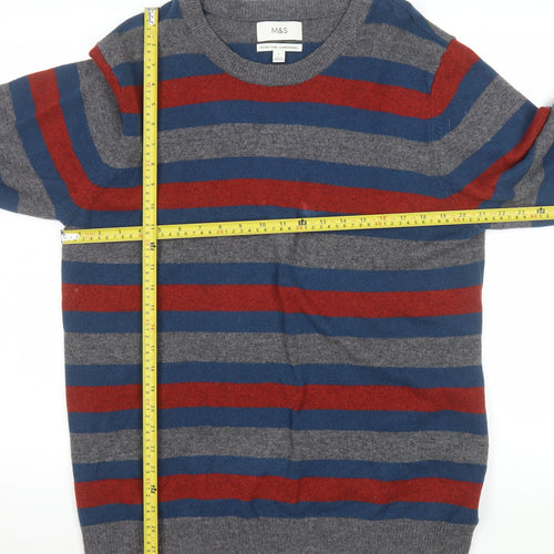Marks and Spencer Men’s Multicoloured Wool Striped Pullover L