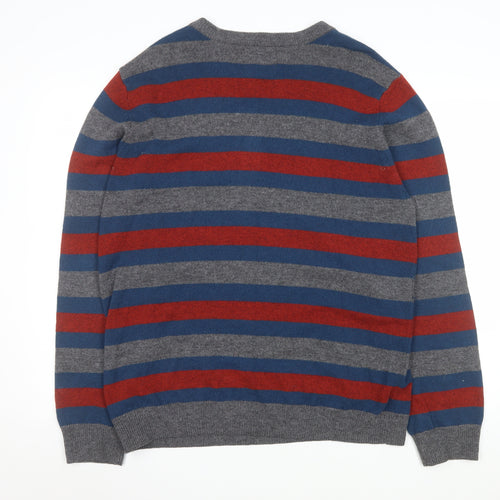 Marks and Spencer Men’s Multicoloured Wool Striped Pullover L