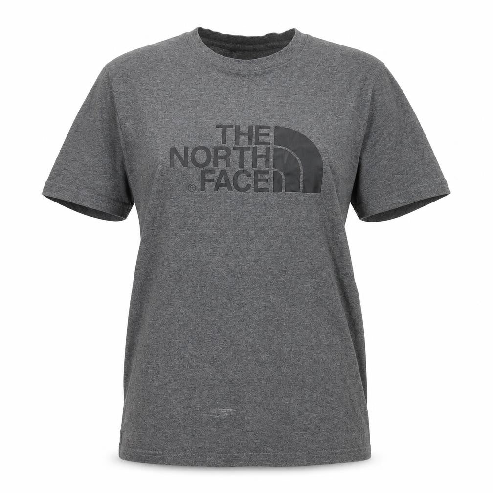 Front view of The North Face Women's Grey Cotton Blend Basic T-Shirt, size S