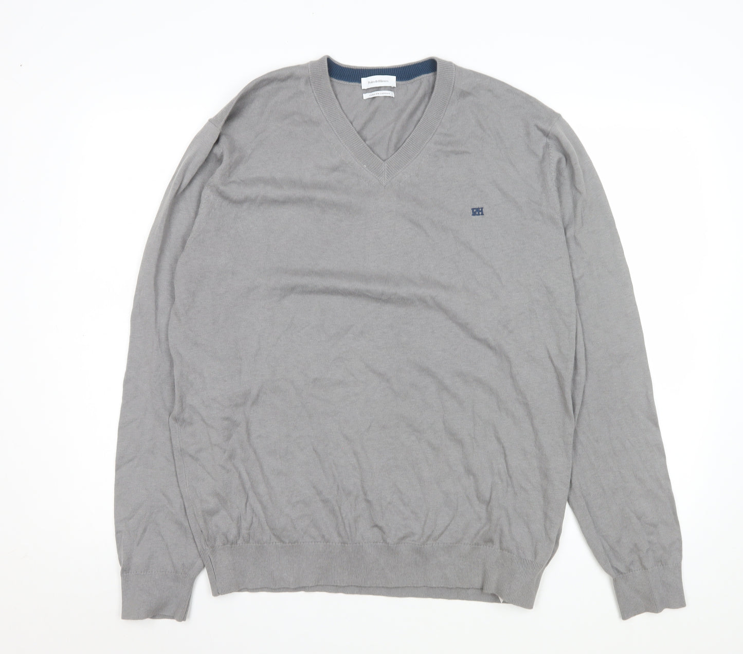 Pedro del Hierro Men's Grey V-Neck Classic Knit Sweatshirt XL