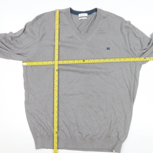 Pedro del Hierro Men's Grey V-Neck Classic Knit Sweatshirt XL