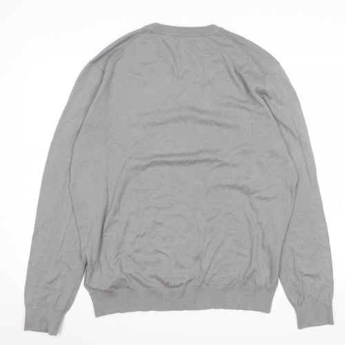 Pedro del Hierro Men's Grey V-Neck Classic Knit Sweatshirt XL