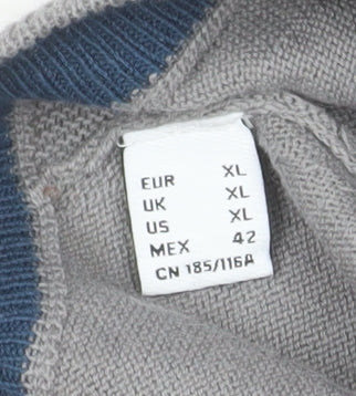 Pedro del Hierro Men's Grey V-Neck Classic Knit Sweatshirt XL