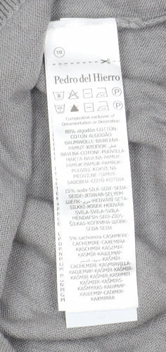 Pedro del Hierro Men's Grey V-Neck Classic Knit Sweatshirt XL