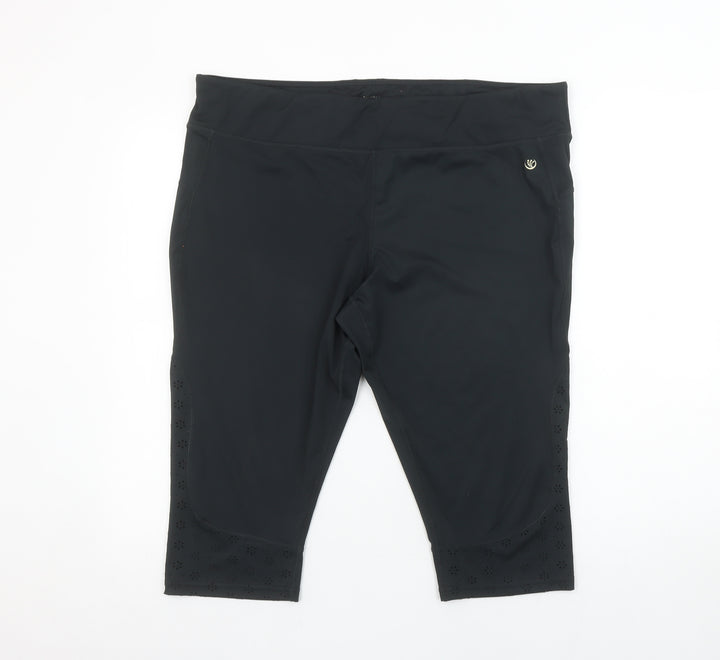 Dunnes Stores Women Black XL Capri Leggings Stretch Breathable Quick Dry