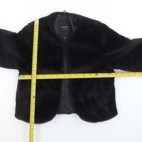 Name It Girls Black Faux Fur Short Jacket 6 Years Lined Winter Coat