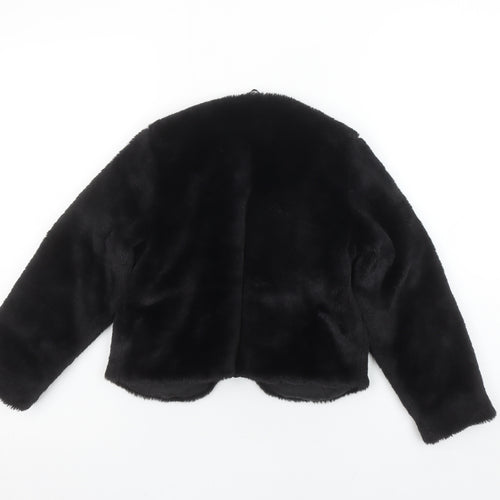 Name It Girls Black Faux Fur Short Jacket 6 Years Lined Winter Coat
