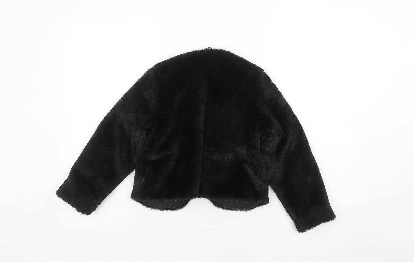 Name It Girls Black Faux Fur Short Jacket 6 Years Lined Winter Coat