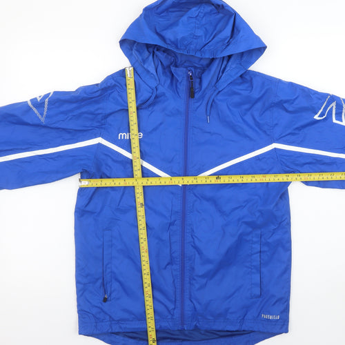 Mitre Boys Blue Windbreaker Hooded Jacket L Lightweight Waterproof