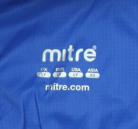 Mitre Boys Blue Windbreaker Hooded Jacket L Lightweight Waterproof