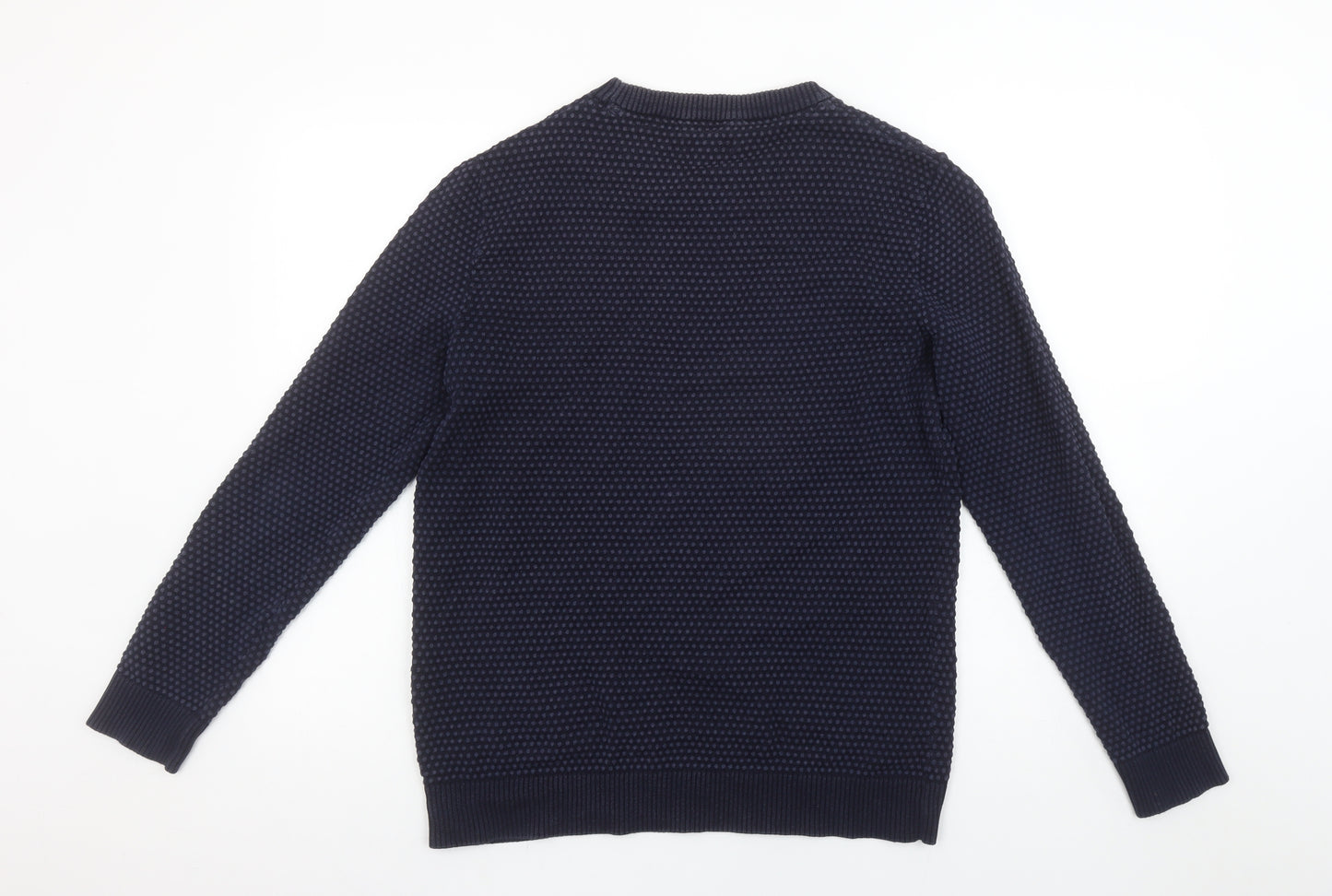 Jack & Jones Men's Blue Cotton Waffle Knit Jumper Size L