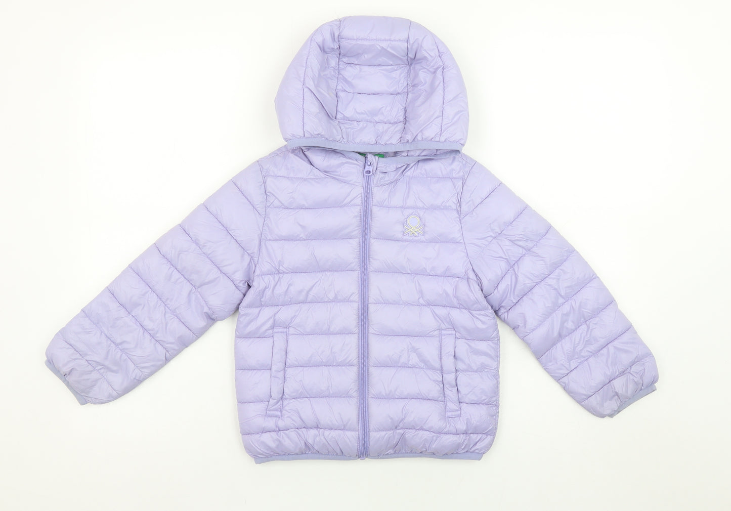United Colors of Benetton Girls Purple Hooded Puffer Jacket 5-6 Years