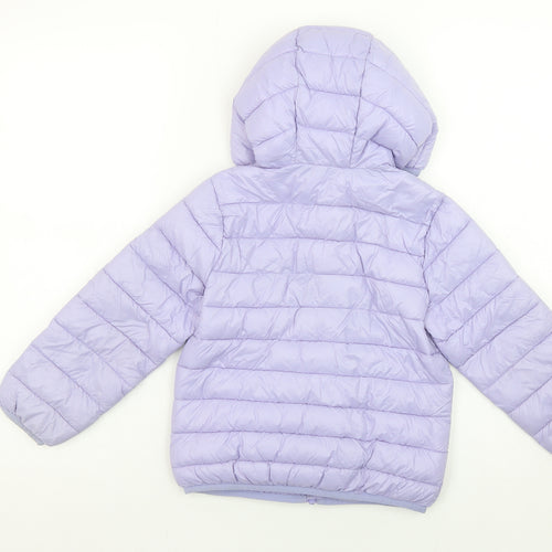 United Colors of Benetton Girls Purple Hooded Puffer Jacket 5-6 Years