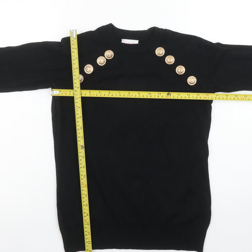 Savida Women’s Black Crew Neck Button Shoulder Jumper Size 10