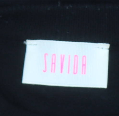 Savida Women’s Black Crew Neck Button Shoulder Jumper Size 10