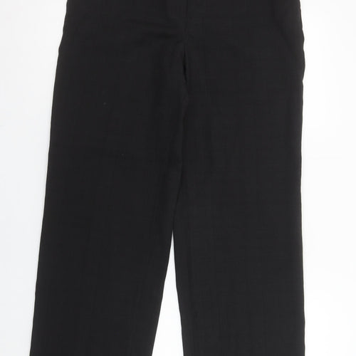 H&M Women's Black Size 10 Straight Leg Trousers Polyester Blend