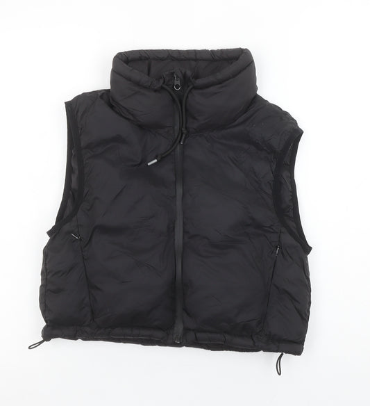 ZARA Women’s Black Puffer Waistcoat Size 12 Sleeveless Zip Vest