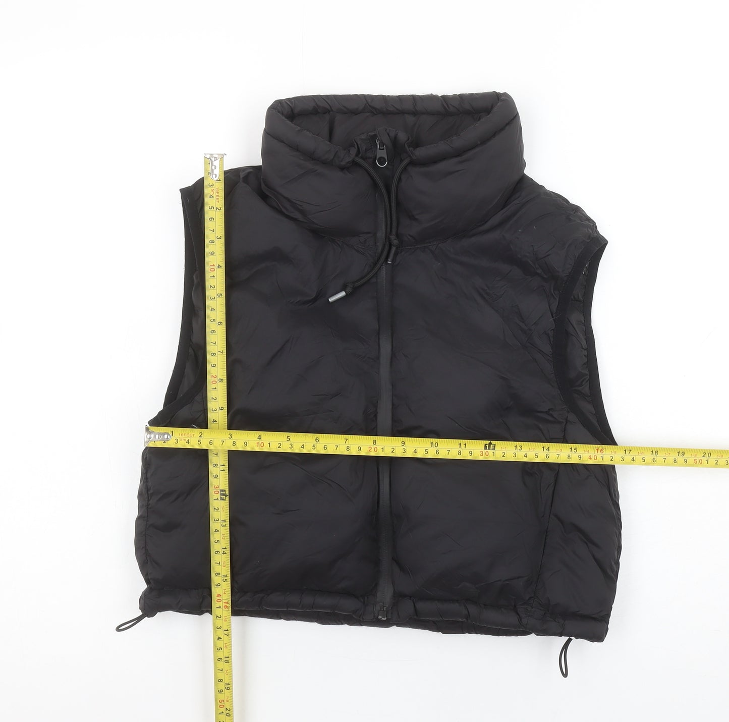 ZARA Women’s Black Puffer Waistcoat Size 12 Sleeveless Zip Vest