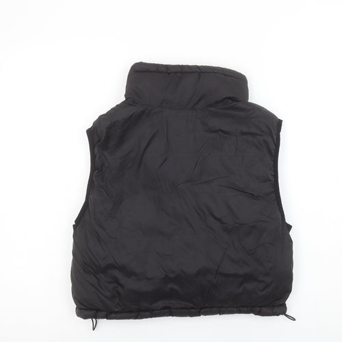 ZARA Women’s Black Puffer Waistcoat Size 12 Sleeveless Zip Vest