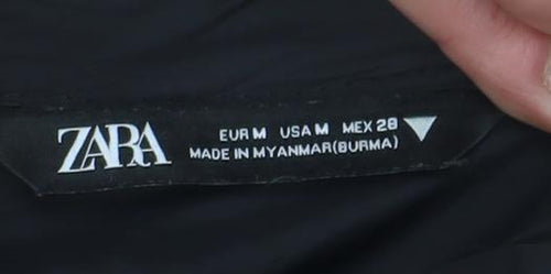 ZARA Women’s Black Puffer Waistcoat Size 12 Sleeveless Zip Vest