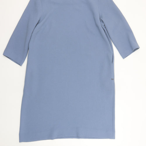 ottod’Ame Women Blue Shift Dress Size 14 Knee Length 3/4 Sleeve