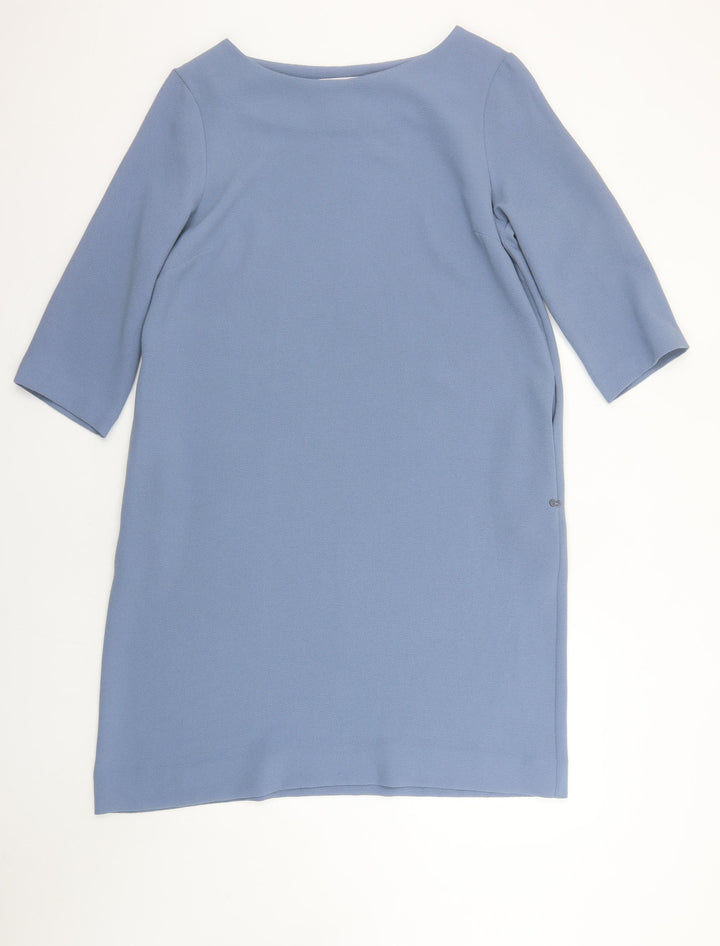 ottod’Ame Women Blue Shift Dress Size 14 Knee Length 3/4 Sleeve