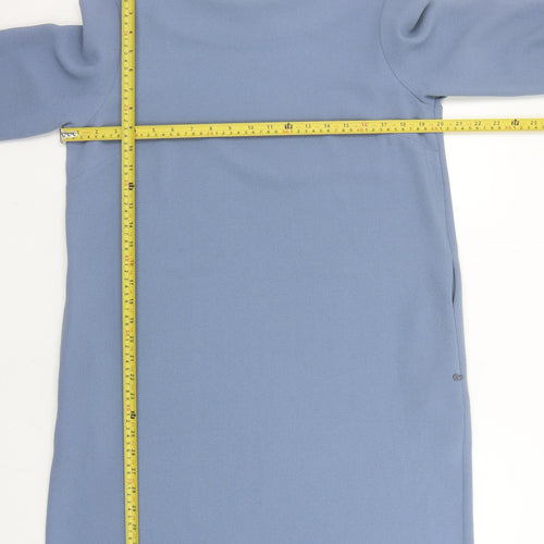 ottod’Ame Women Blue Shift Dress Size 14 Knee Length 3/4 Sleeve