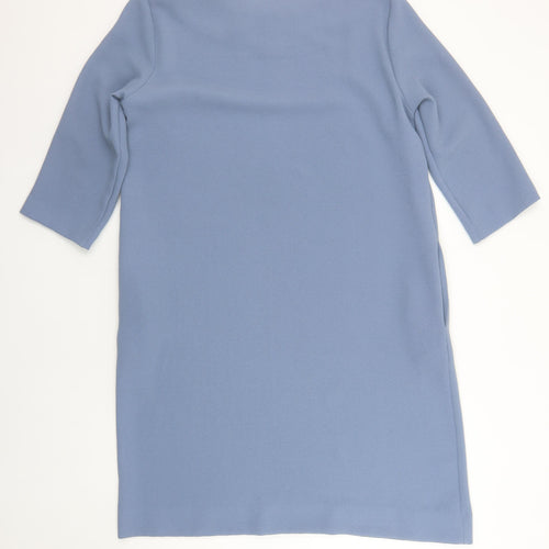 ottod’Ame Women Blue Shift Dress Size 14 Knee Length 3/4 Sleeve